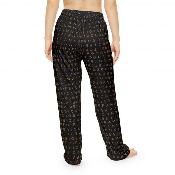 I Refuse to be Programmed Gold Monogram on Black Women's Comfort Pajama Pants
