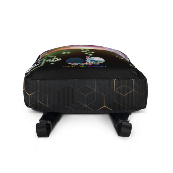 Save the Planet Eco-Conscious Space Medium Backpack with Front Pocket and Additional Hidden Pocket