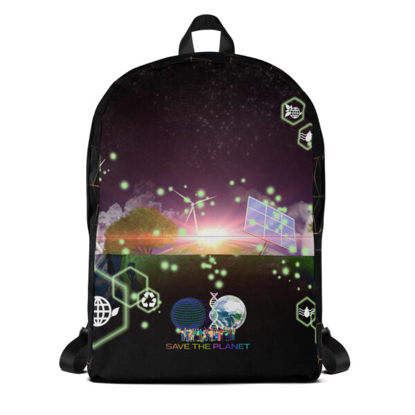 Save the Planet Eco-Conscious Space Medium Backpack with Front Pocket and Additional Hidden Pocket