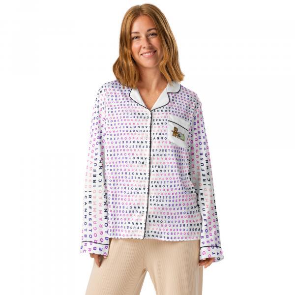 I Refuse to be Programmed Signature "BlackPink" Monogram Long Sleeve Pajama Top