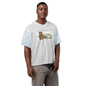 Refuse the Program "It Didn't End With Epstein" Box Football Jersey with Sapphire and Black IR2BP Monogram - Image 4