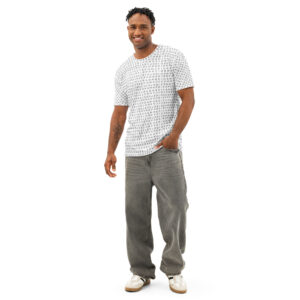 Men's I Refuse to be Programmed Outlined Monogram on White Cotton Crew Neck Shirt - Image 3