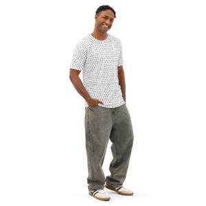 Men's I Refuse to be Programmed Outlined Monogram on White Cotton Crew Neck Shirt - Image 5