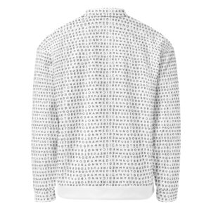 Unisex I Refuse to be Programmed Black Print Monogram on White Bomber Jacket - Image 8