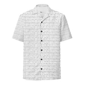 Men's I Refuse to be Programmed Black Print Monogram on White Oversize Button Up Shirt