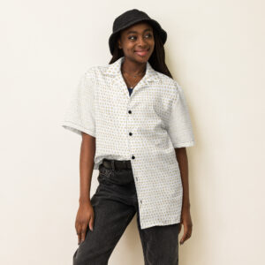 I Refuse to be Programmed Unisex Gold Print Monogram Button-Up Shirt - Image 7