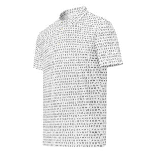 mens all over print slim fit polo shirt white left front 69e075ae47cf8