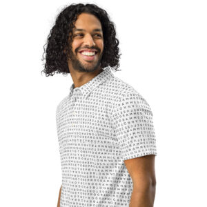 Men's I Refuse to be Programmed Black Print Monogram White Polo Shirt - Image 5