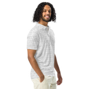 Men's I Refuse to be Programmed Black Print Monogram White Polo Shirt - Image 6