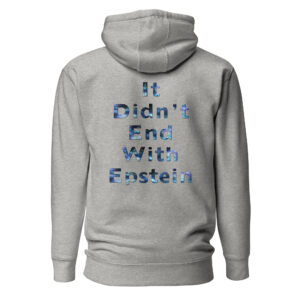"It Didn't End With Epstein" Back Printed Slogan Tight-Fit Cotton Hoodie (Unisex) - Image 12