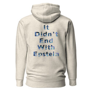 "It Didn't End With Epstein" Back Printed Slogan Tight-Fit Cotton Hoodie (Unisex) - Image 16